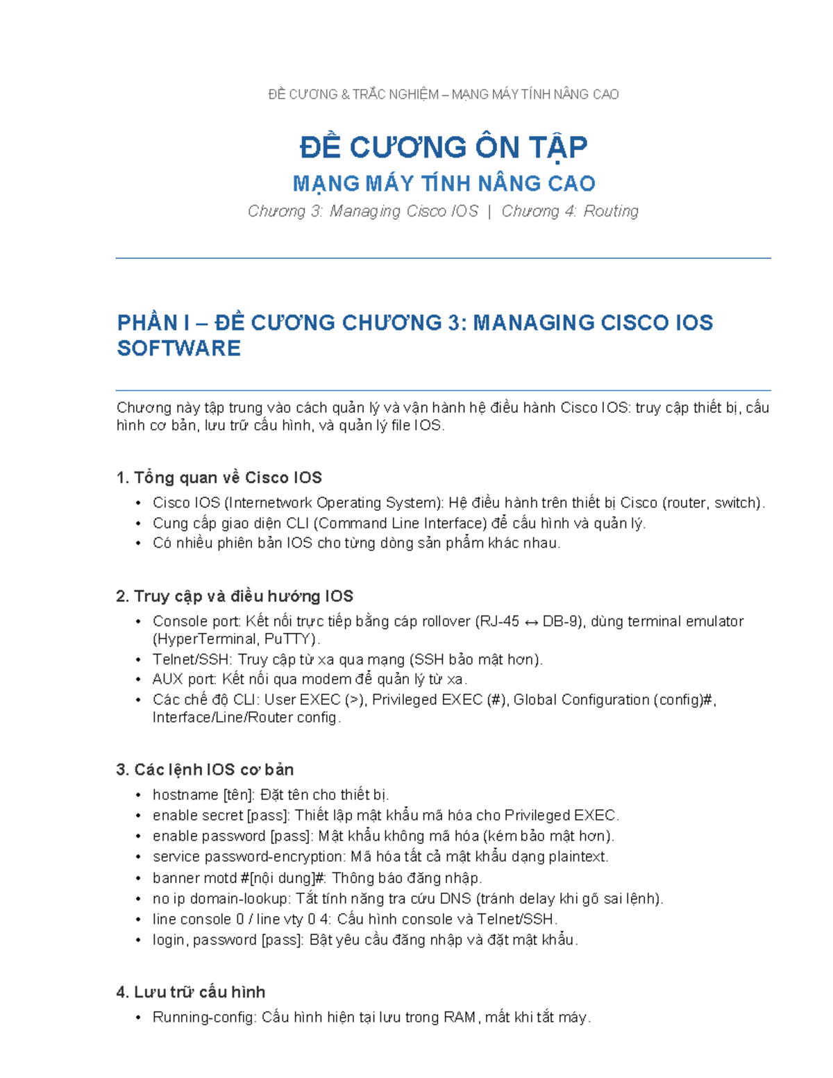Đề Cương & Trắc Nghiệm – Mạng Máy Tính Nâng Cao - Studocu