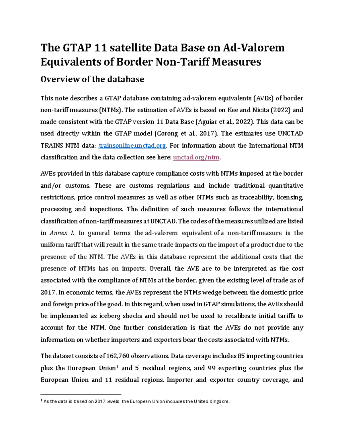 GTAP 11 AVE Database Overview: Border Measures Insights - Studocu