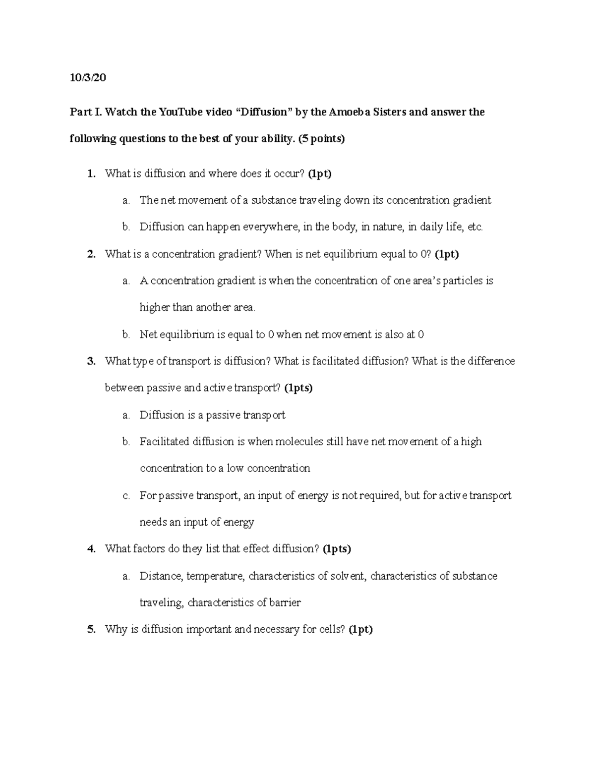 Osmosis and Diffusion Assignment Template - 10/3/ Part I. Watch the ...