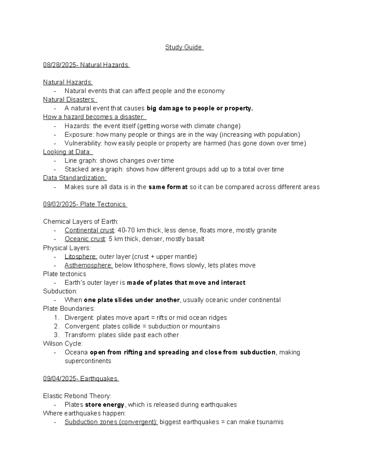 Natural Hazards and Earthquake Study Guide (GEOS 101) - Studocu