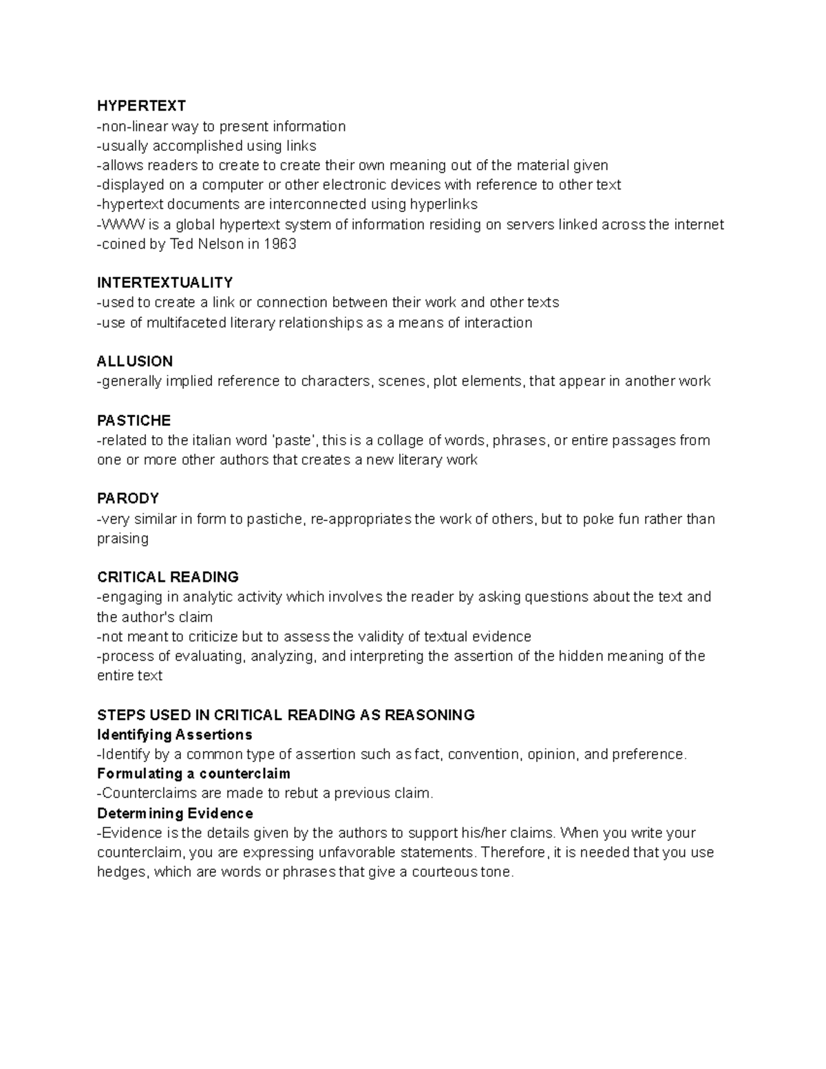 4TH Quarter RAW Reviewer: Exploring Hypertext, Intertextuality, and ...