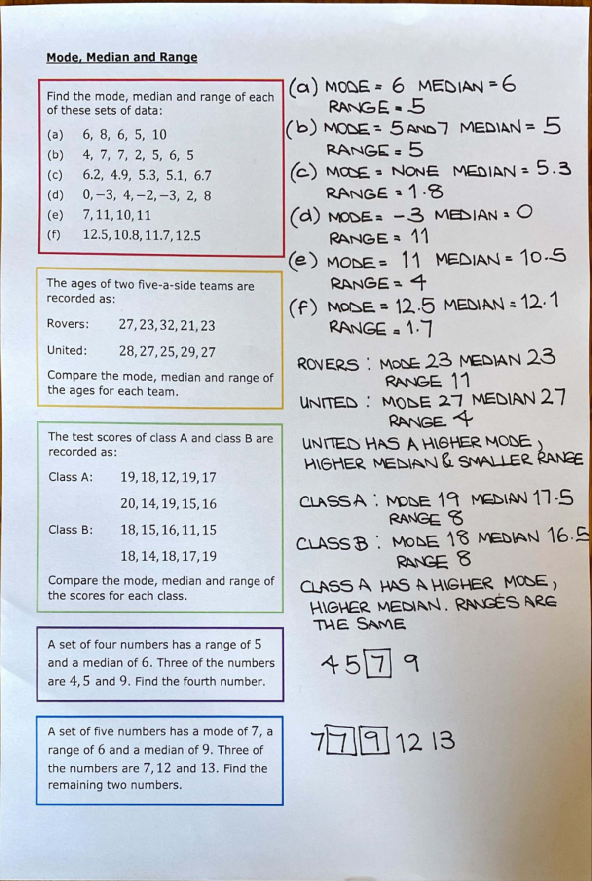 Mode, Median, and Range Practice Strips Answers (Math 101) - Studocu