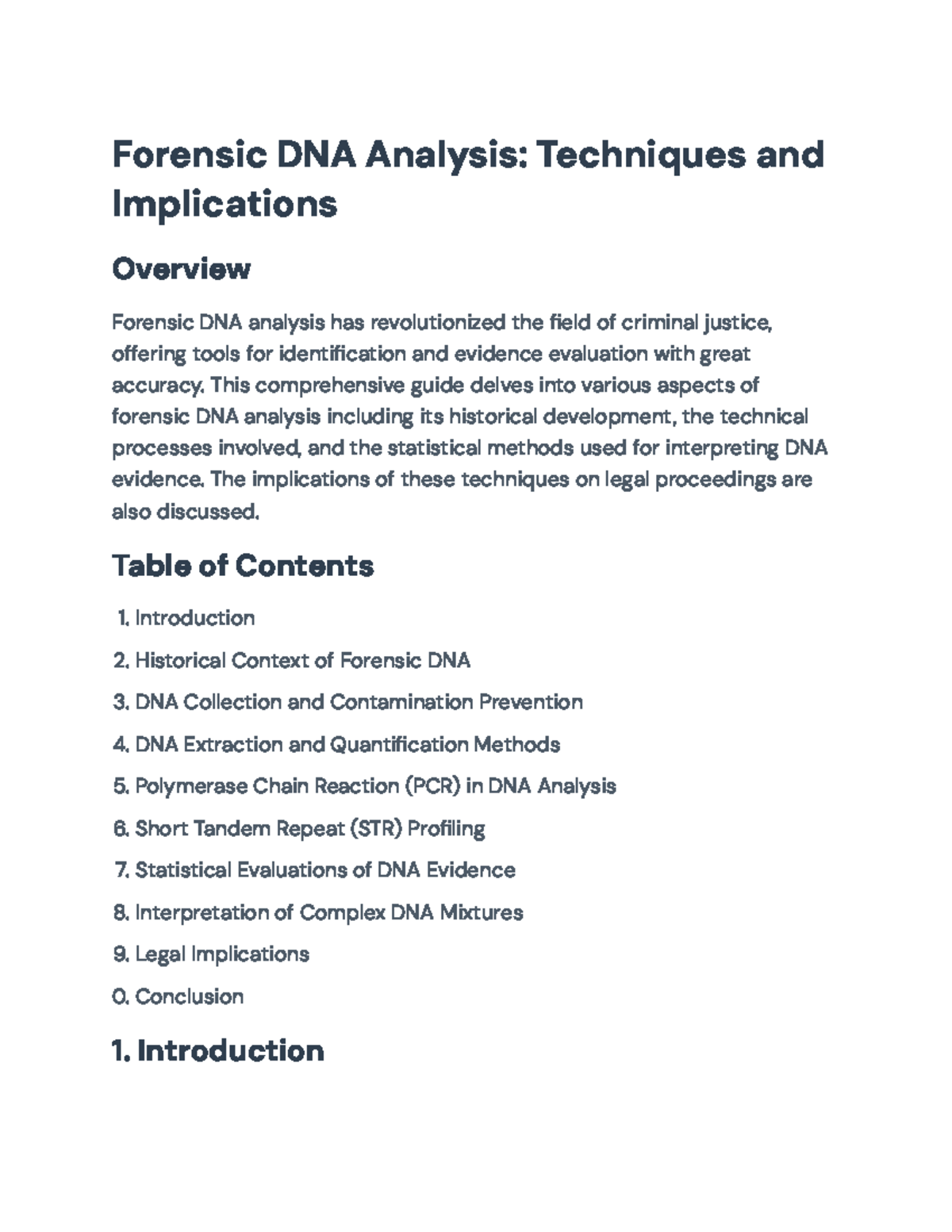 Forensic DNA Analysis: Techniques, Implications, and Legal Contexts ...