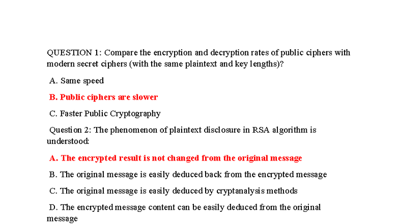 Cryptography Exam Questions: Public vs. Secret Ciphers (CS101) - Studocu