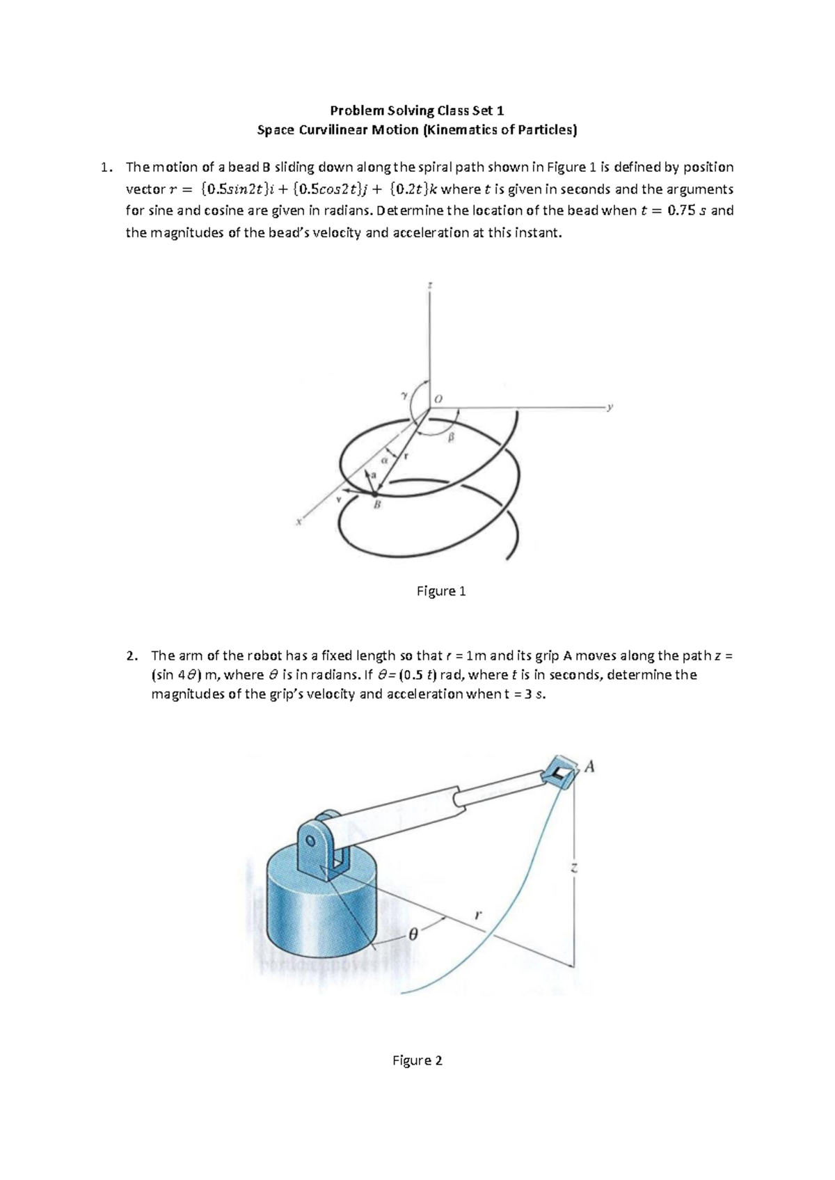 Kinematics of Particles: Problem Set 1 Solutions (Week 1) - Studocu