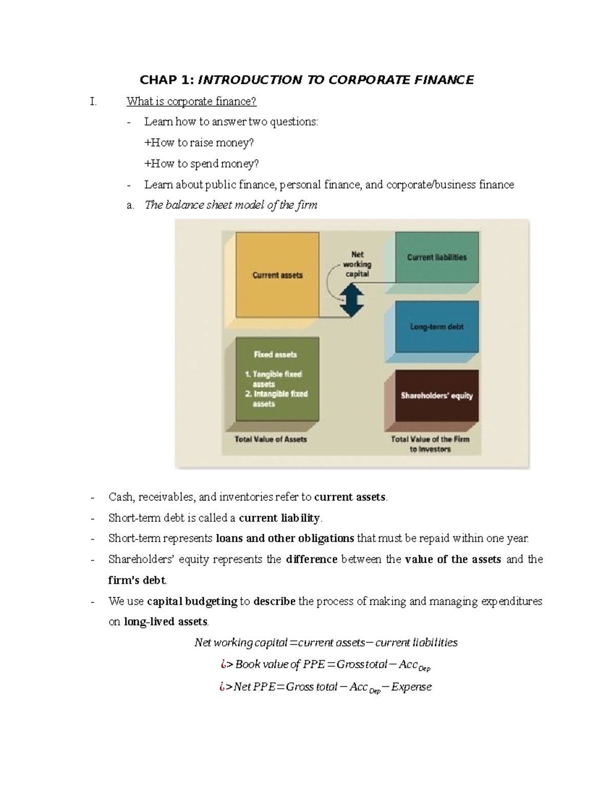 CHAP 1 - Introduction & Overview of Corporate Finance Principles - Studocu