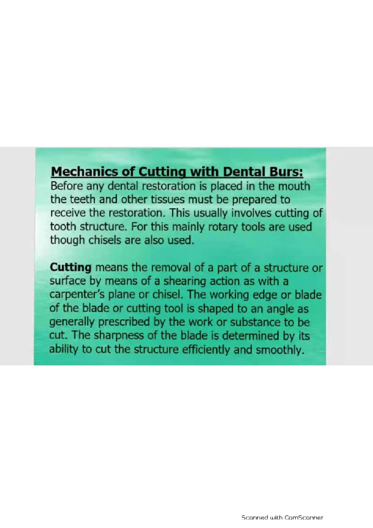 Cutting Mechanisms with Dental Burs Explained - Studocu