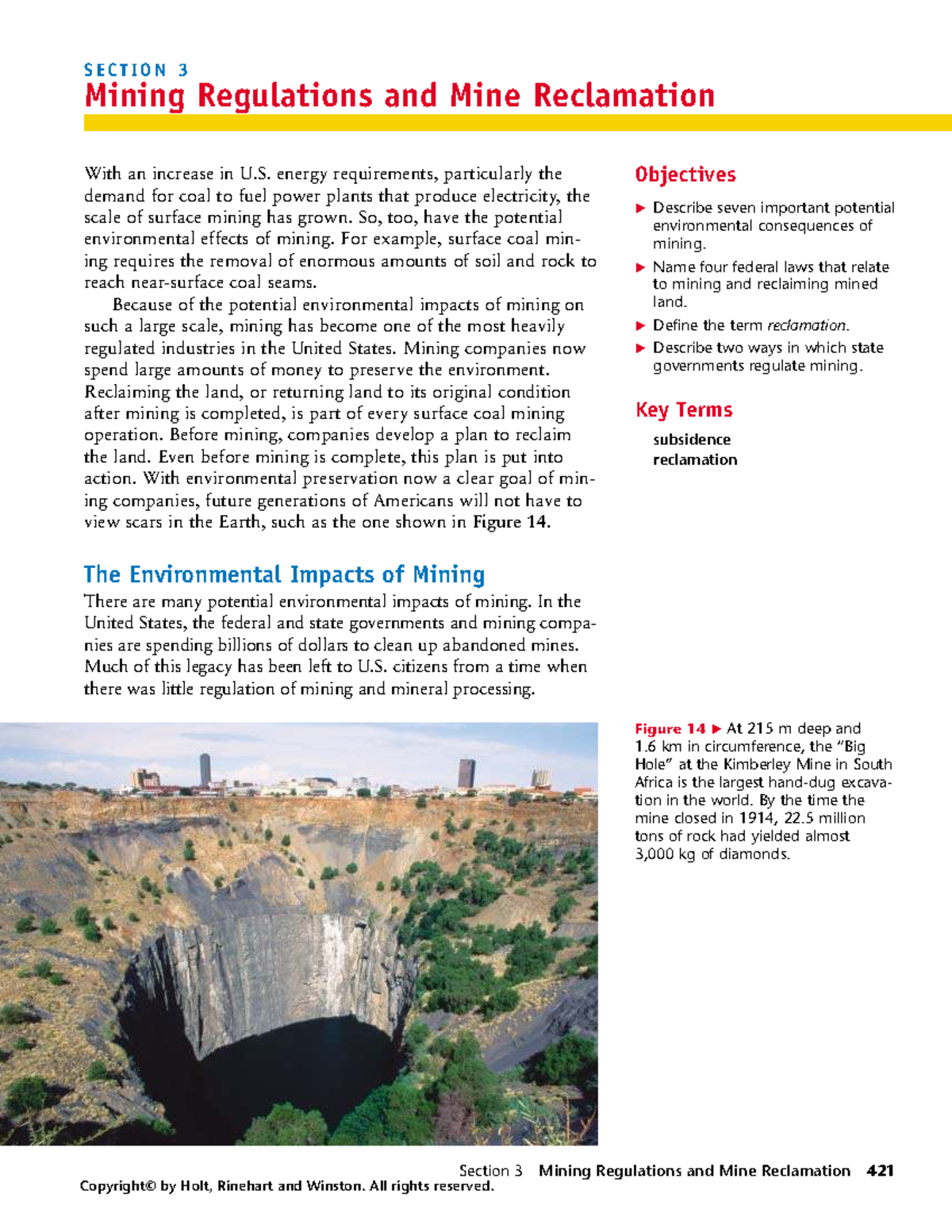 16-3 Mining Regulations and Reclamation: Environmental Impacts and Laws ...