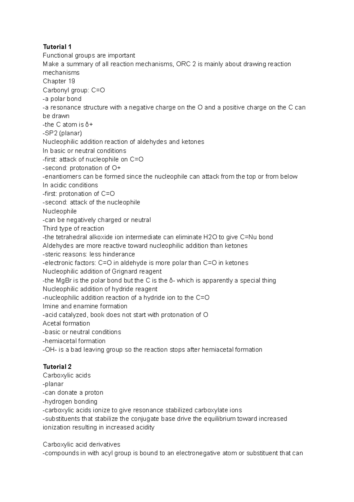 Organic Chemistry 2 (CHM 202) Tutorial Notes and Mechanisms Overview ...