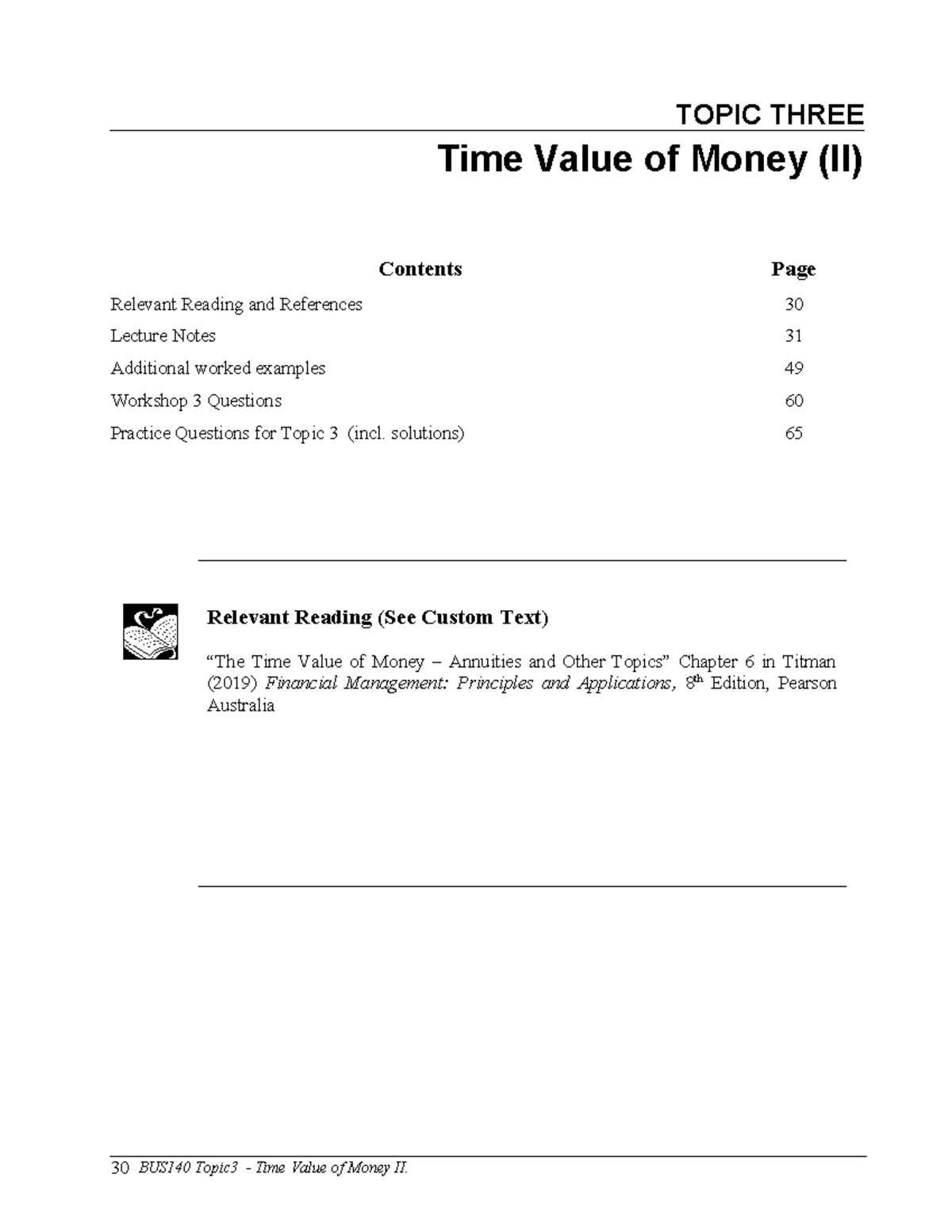 BUS140 Topic 3 Time Value of Money II: Comprehensive Lecture Notes ...