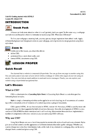 Grade 10 Computer Unit 3: Creating Your First Web Page - Lesson 1 - Studocu