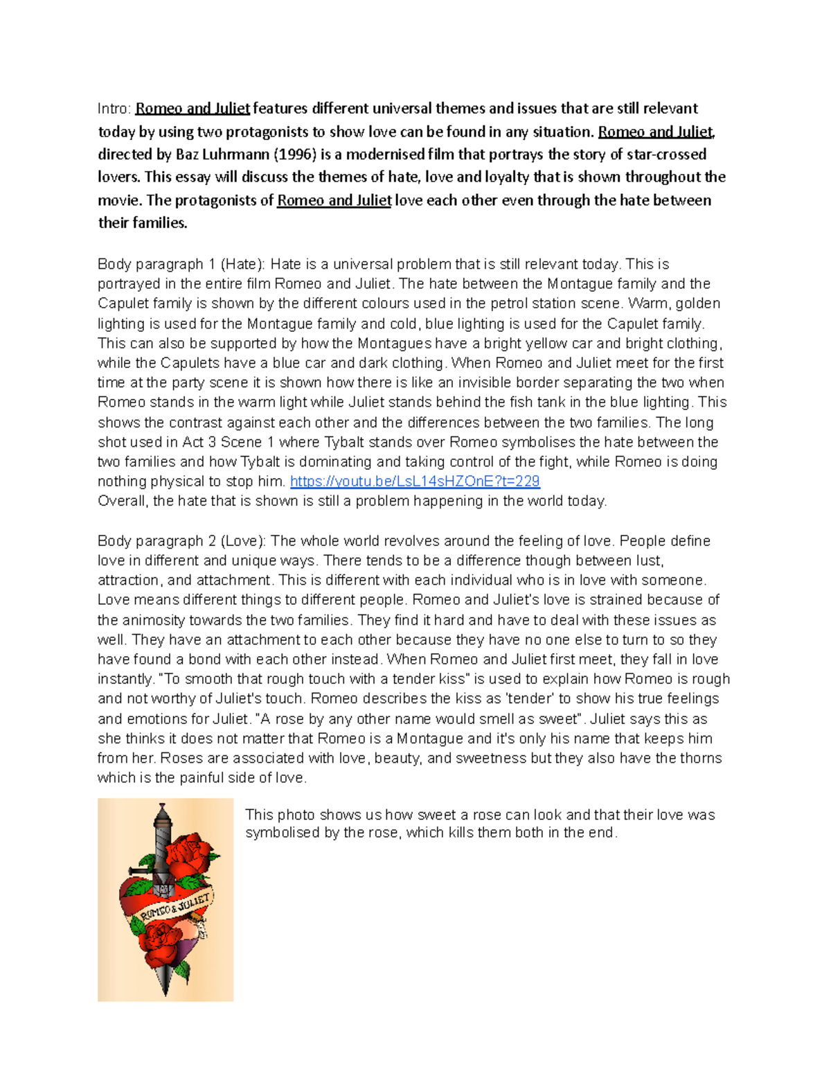 Essay on Themes of Love, Hate, and Loyalty in Romeo & Juliet (ENG101 ...
