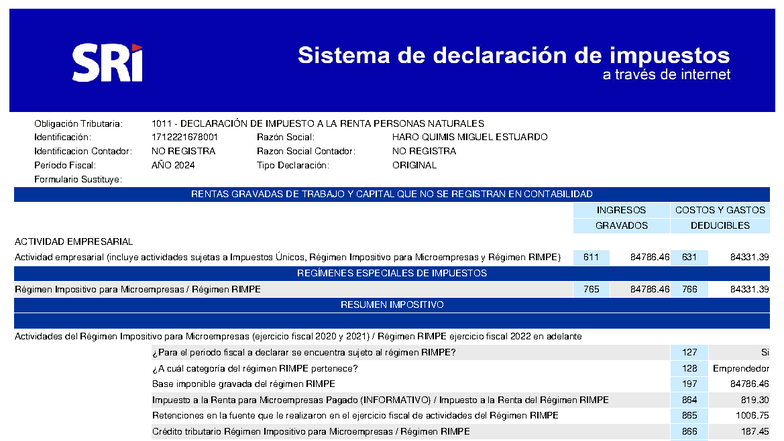 Declaración de Impuesto a la Renta Personas Naturales 2024 - RIMPE ...