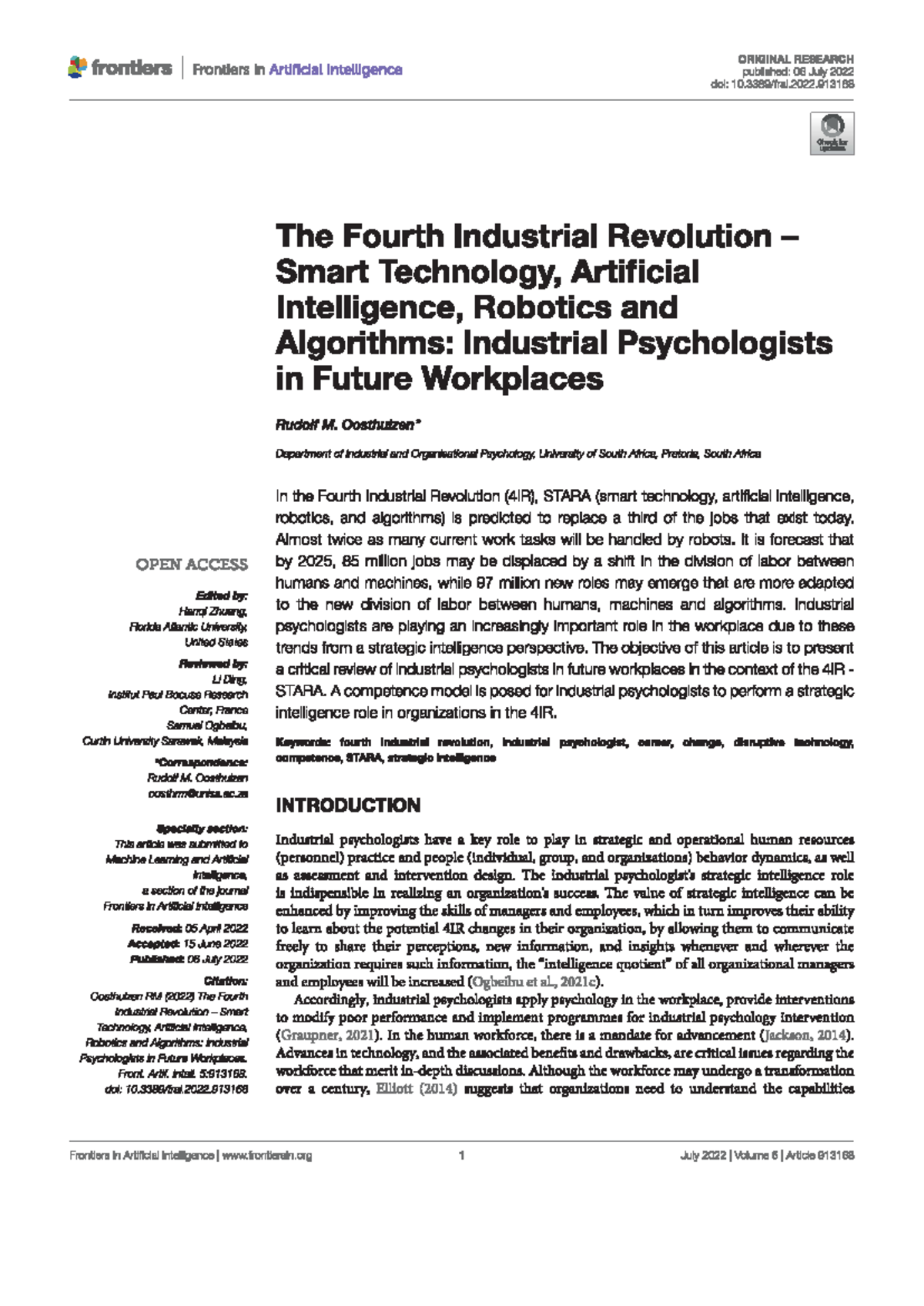 4IR Case Study: Role of Industrial Psychologists in Future Workplaces ...