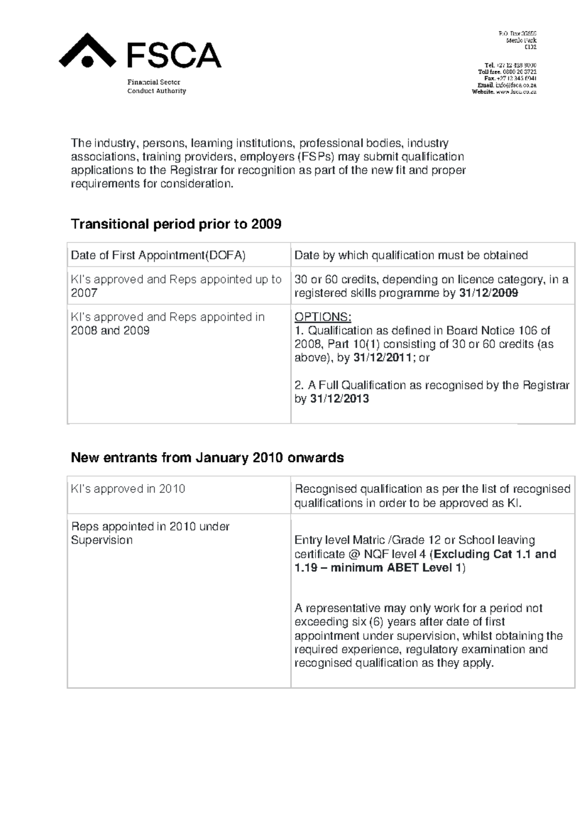 Qualifications for the RE5 Exam: Fit and Proper Requirements - Studocu