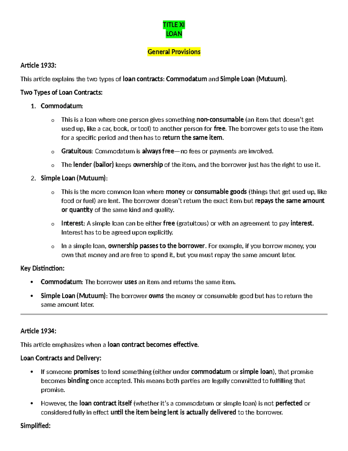 RECTO LAW: Buyer and Seller Rights in Installment Sales - Studocu
