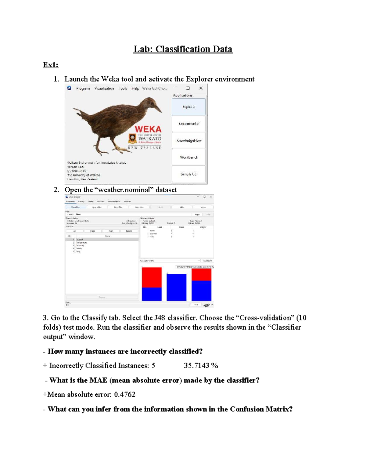 Lab: Classification Data Analysis with J48 Classifier - Studocu