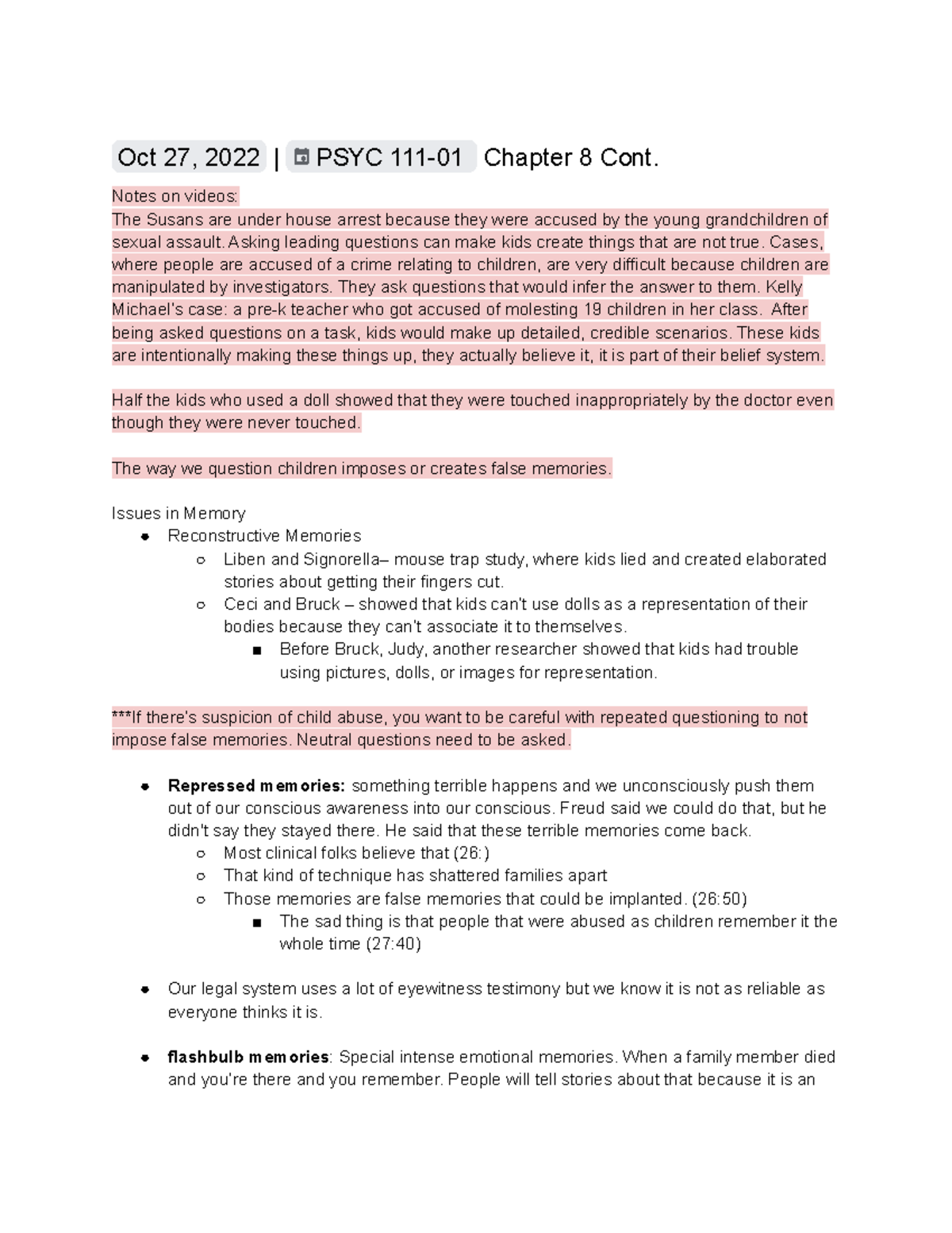 Chapter 8 & 9 Notes - PSYC 111-01: Memory and Problem-Solving Insights ...