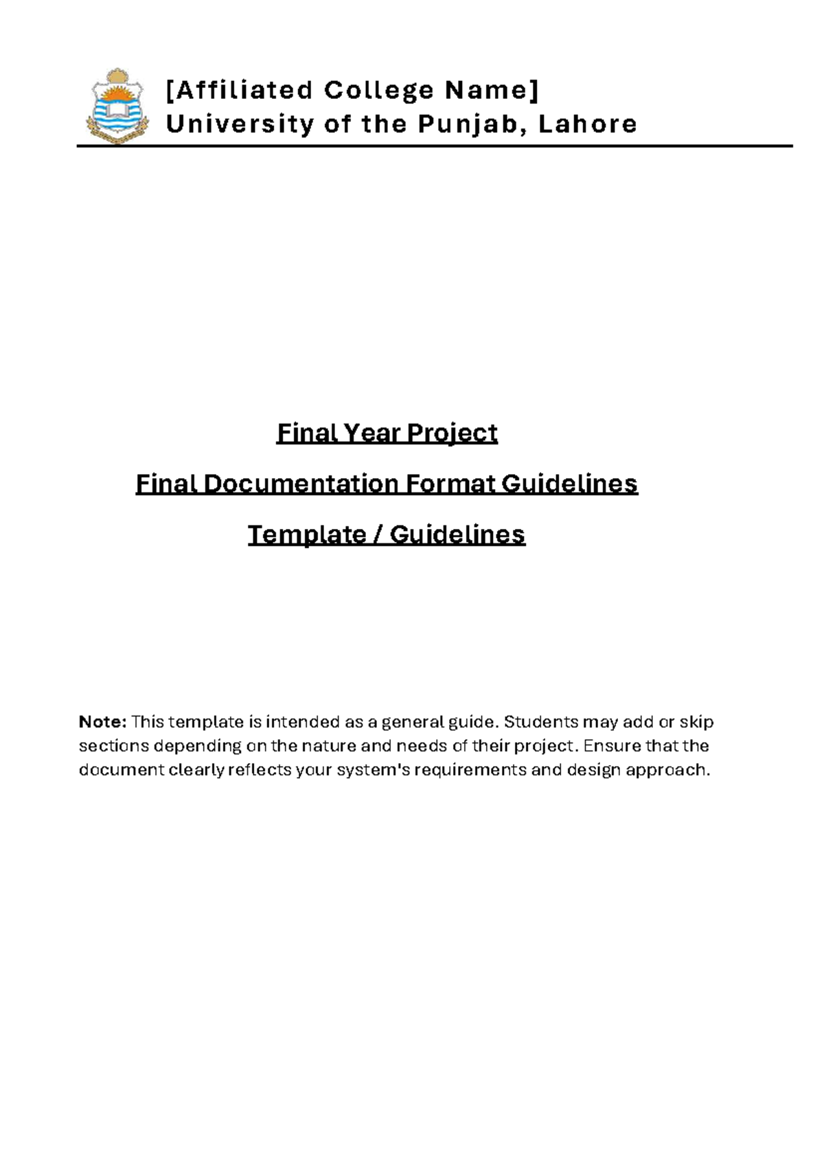 BSCS 04 FYP Final Documentation Guidelines for Affiliated Colleges ...