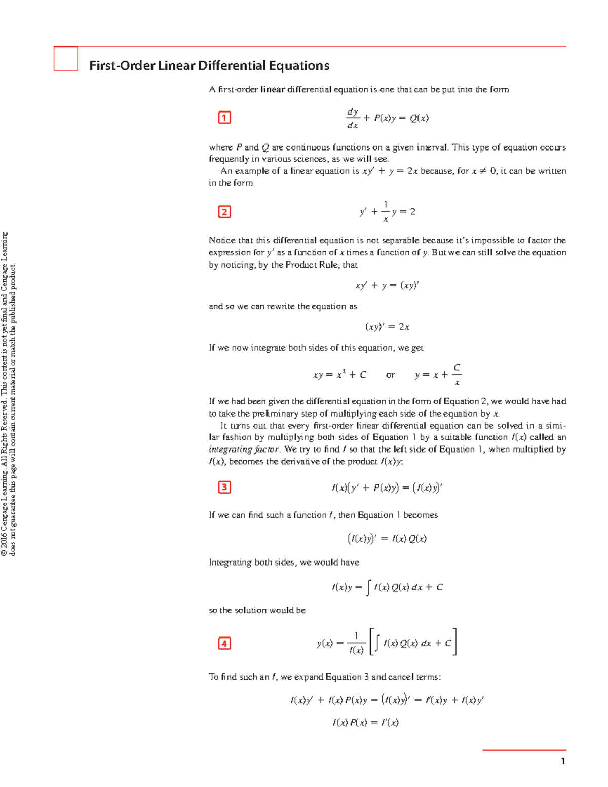 First Order Linear Differential Equations (MATH 201) - Studocu