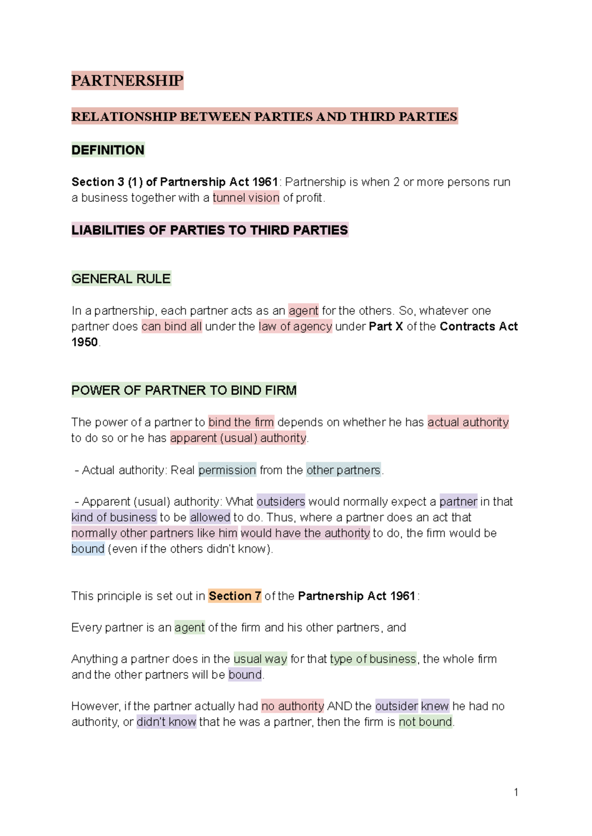 Partnership Law Overview: Key Concepts and Liabilities (Corporate ...