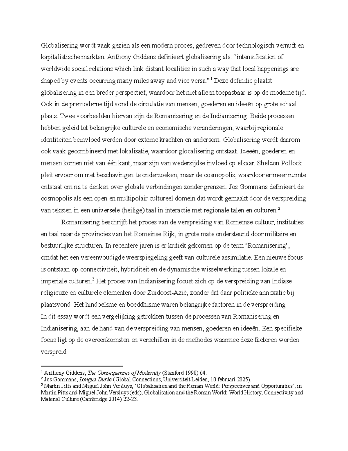 Vergelijking van Romanisering en Indianisering in Globalisering (GC 101 ...