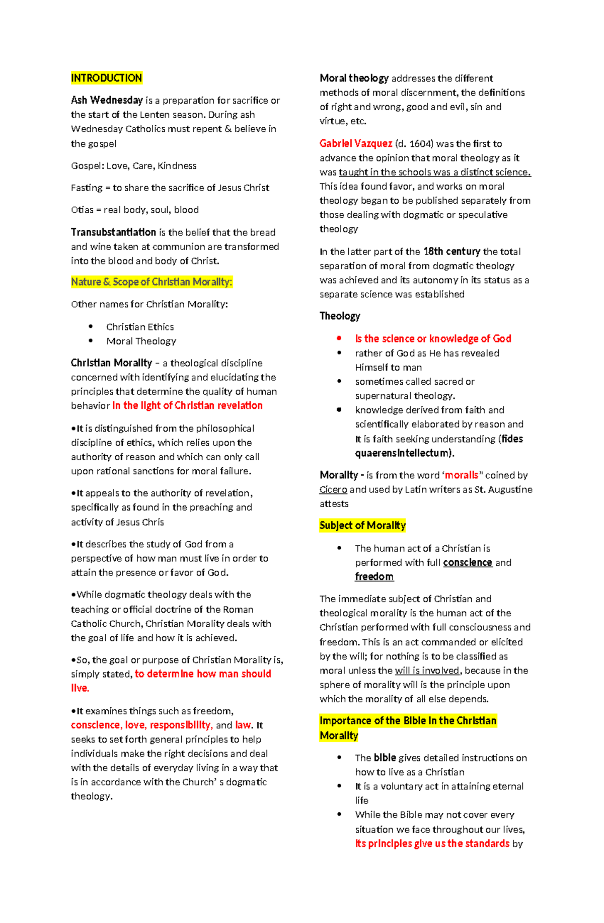 RS 104 Lecture Notes: Understanding Christian Morality and Ethics - Studocu