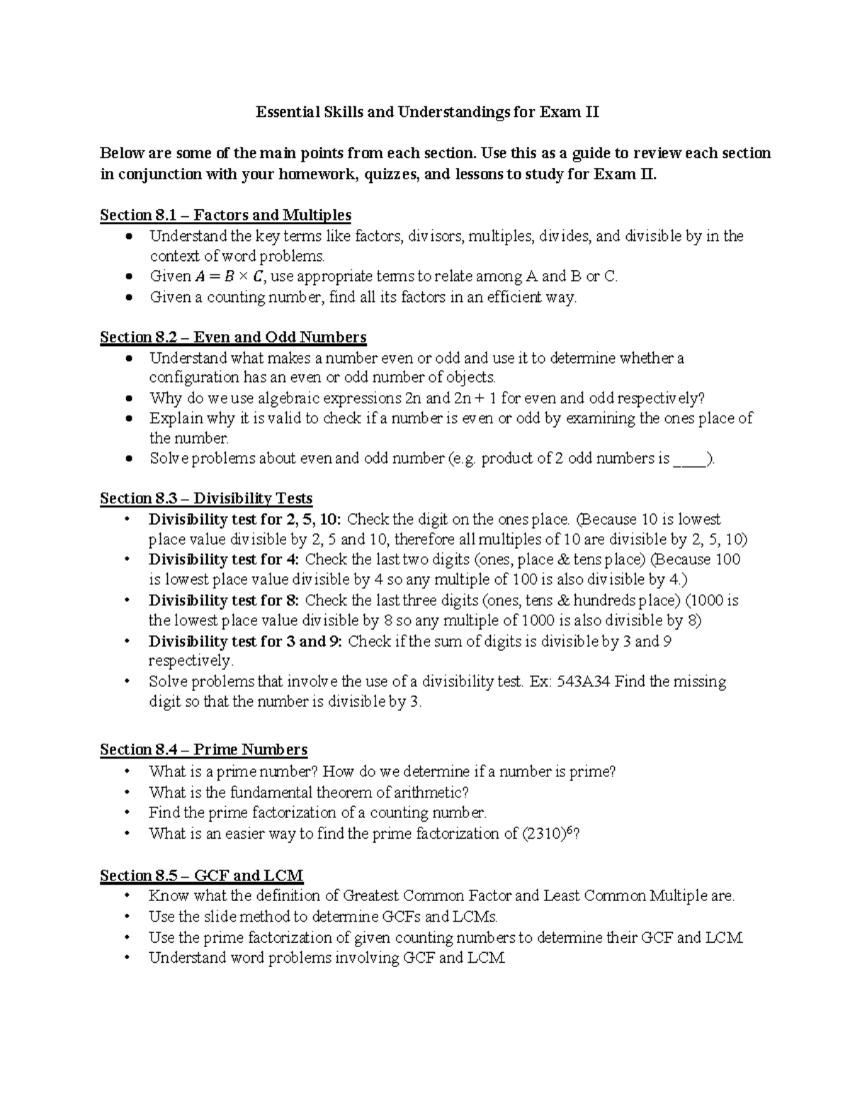 Essential Skills for Exam II Review Guide - Studocu