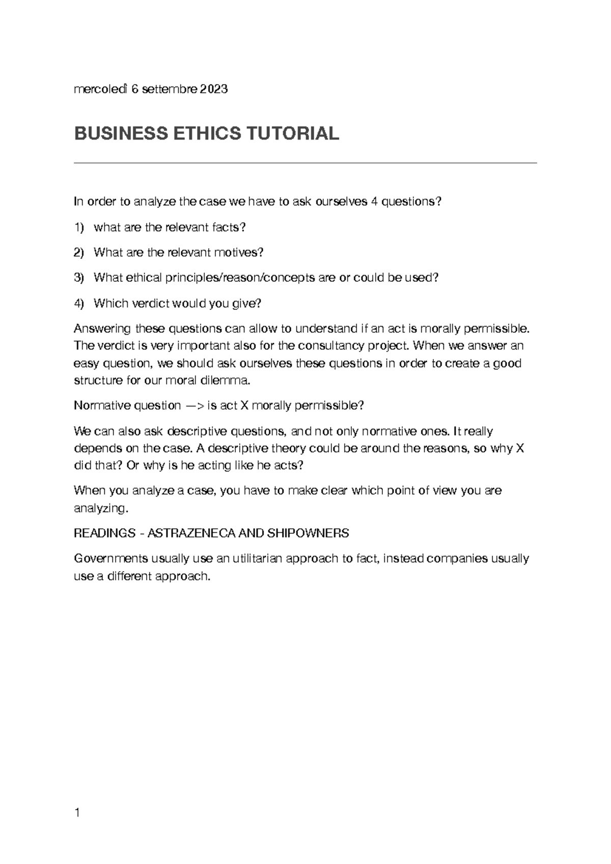Business Ethics Tutorial: Analyzing Moral Dilemmas and Verdicts ...