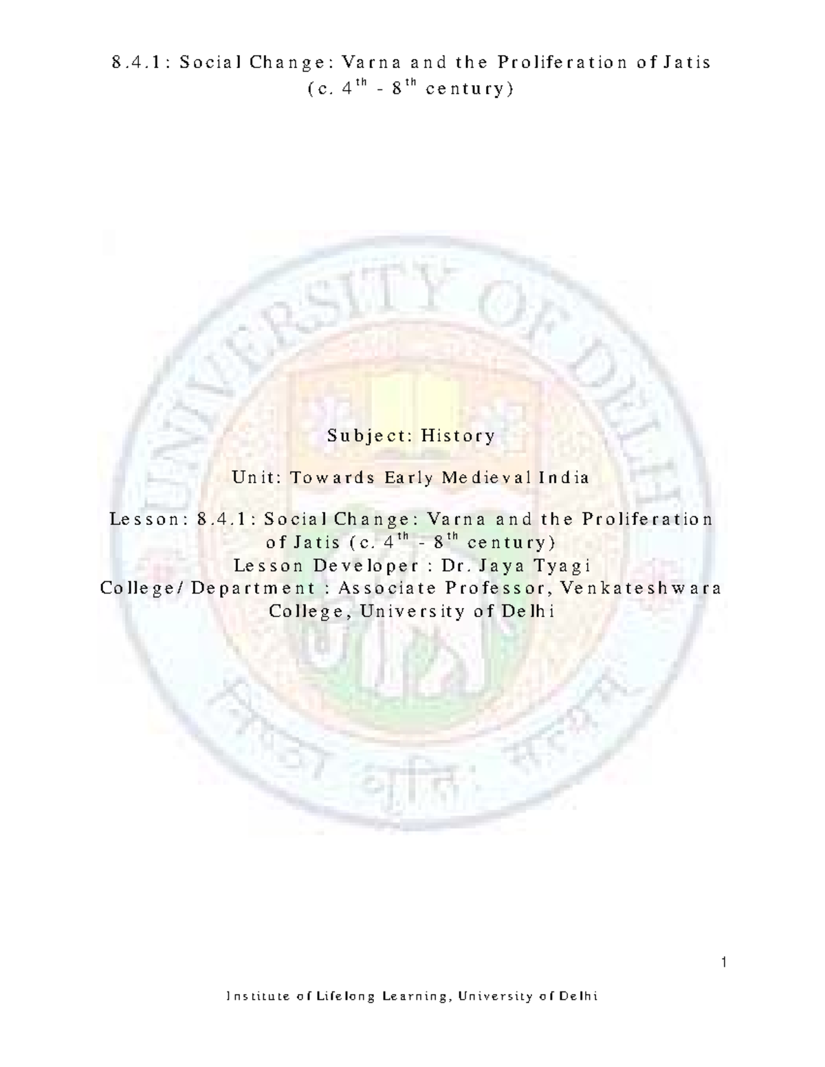 8.4.1: Social Change in Early Medieval India: Varna & Jati Dynamics ...