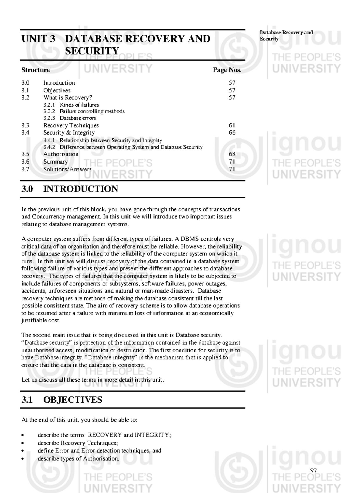 Database Security and Recovery: Unit 3 Overview - Studocu