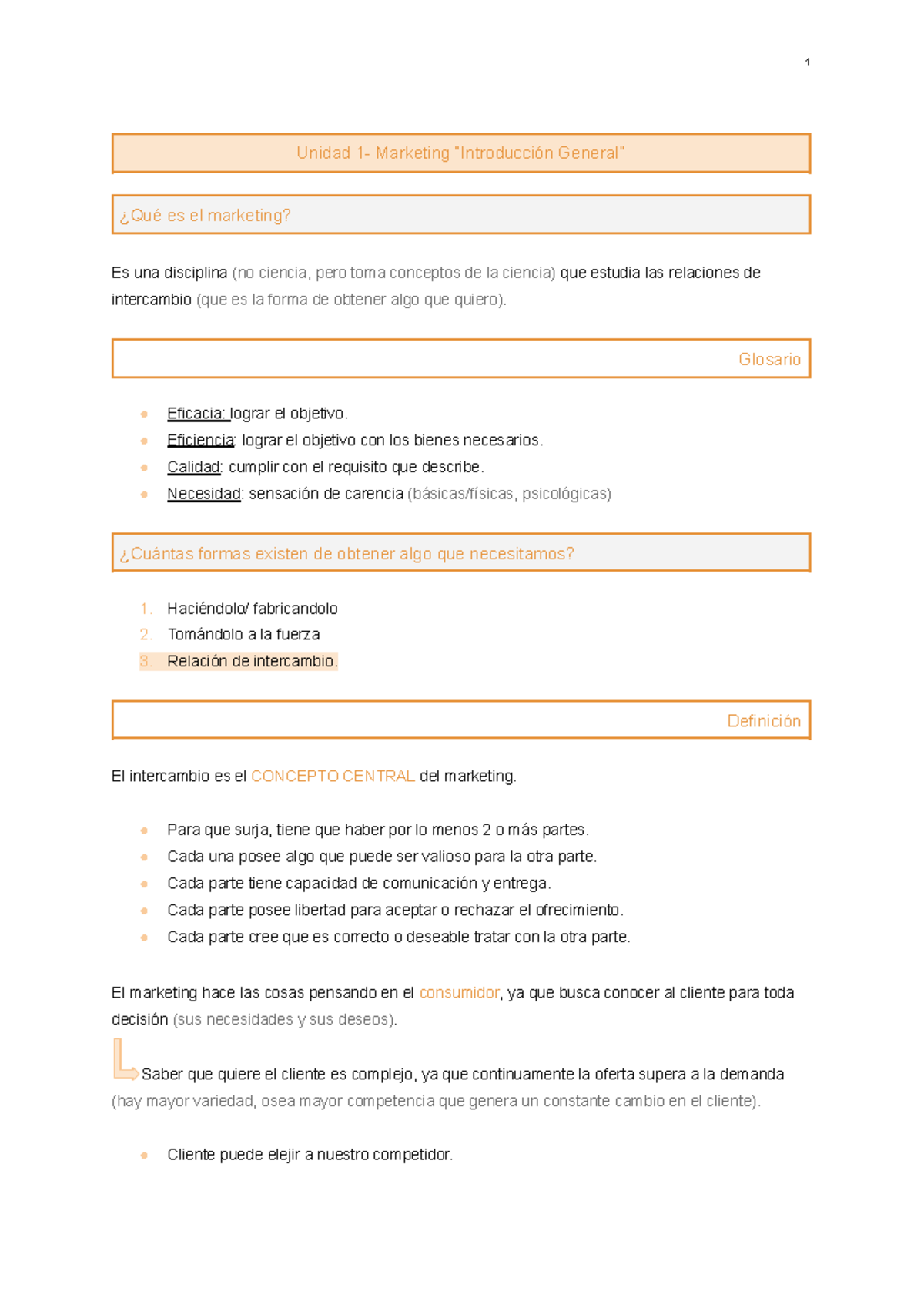 Unidad 1 - Marketing: Introducción y Conceptos Clave - Studocu
