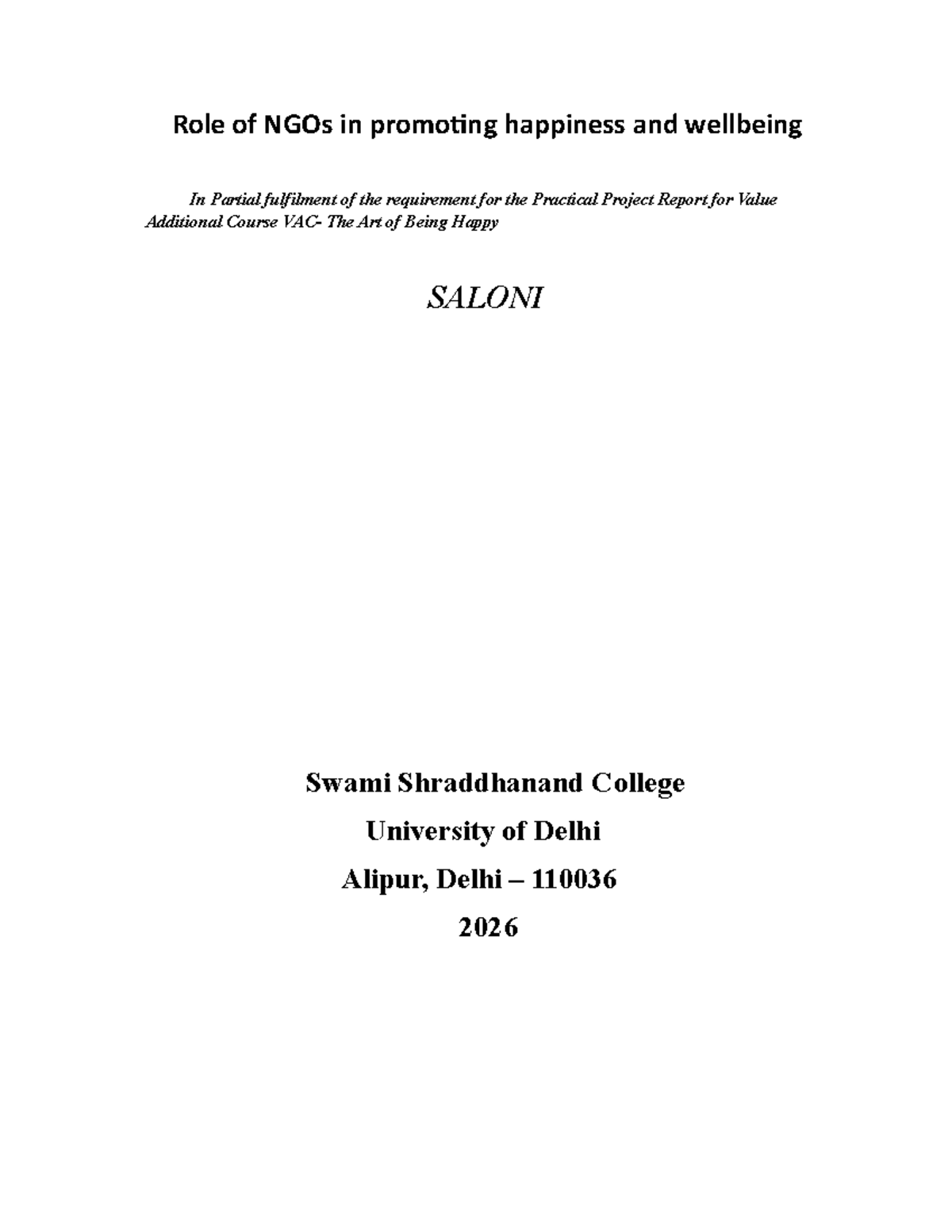Role of NGOs in Promoting Happiness and Wellbeing: A Practical Project ...