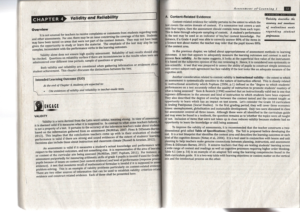 Assessment of Learning 1: Validity and Reliability in Educational Testing - Document Preview