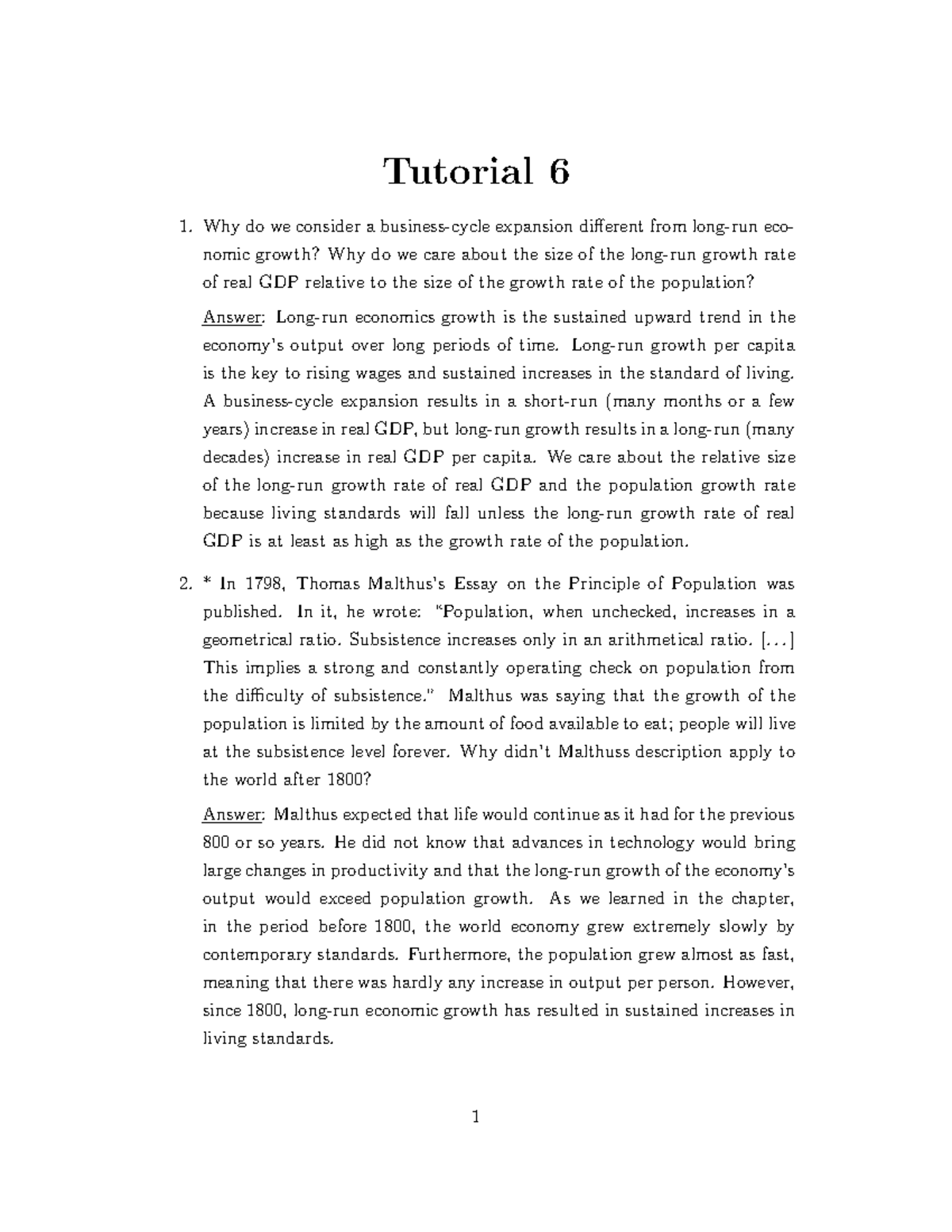 ECO 101 Tutorial 6: Understanding Economic Growth & GDP Calculations ...