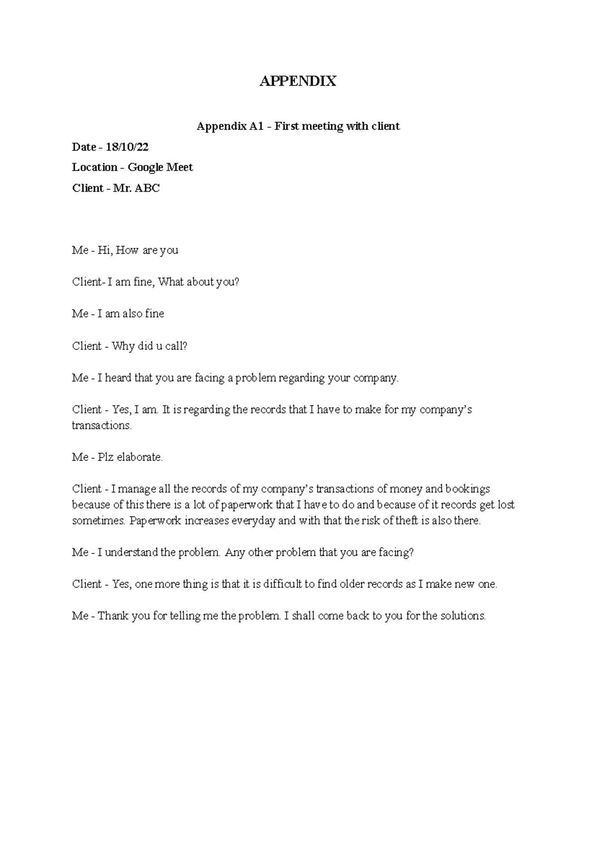 Appendix - Software Development Client Interactions and Feedback ...