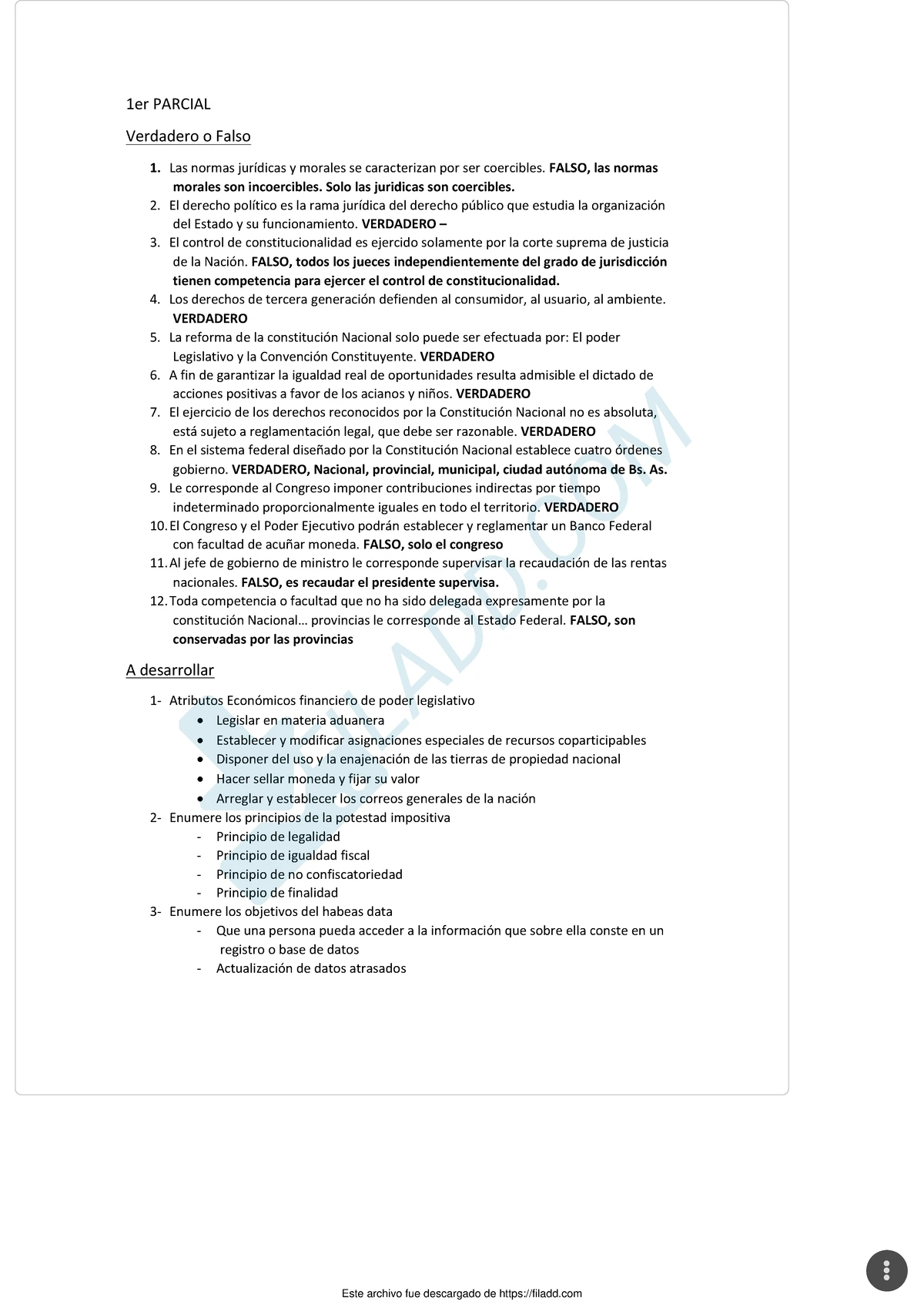 2do Parcial Derecho - Ciencias Económicas: Preguntas de Opción Múltiple ...