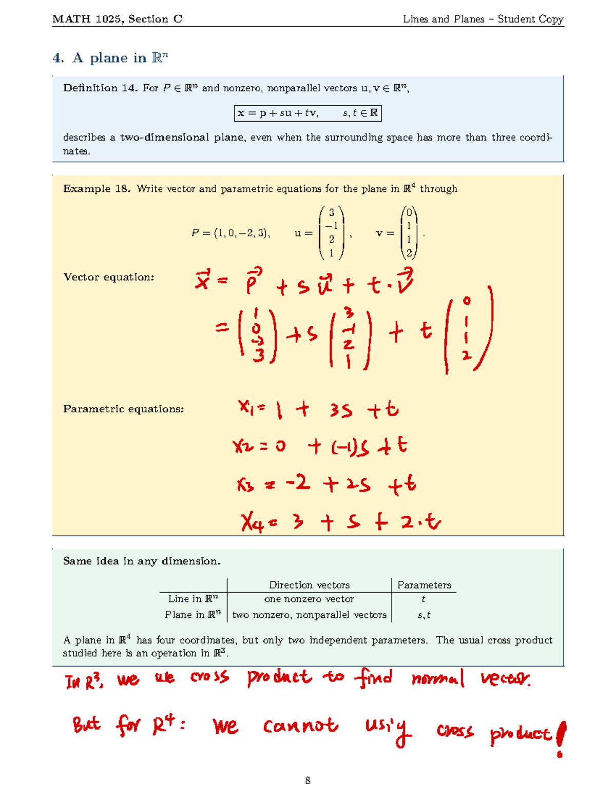 MATH 1025 Lecture Notes: Lines and Planes Overview - Studocu