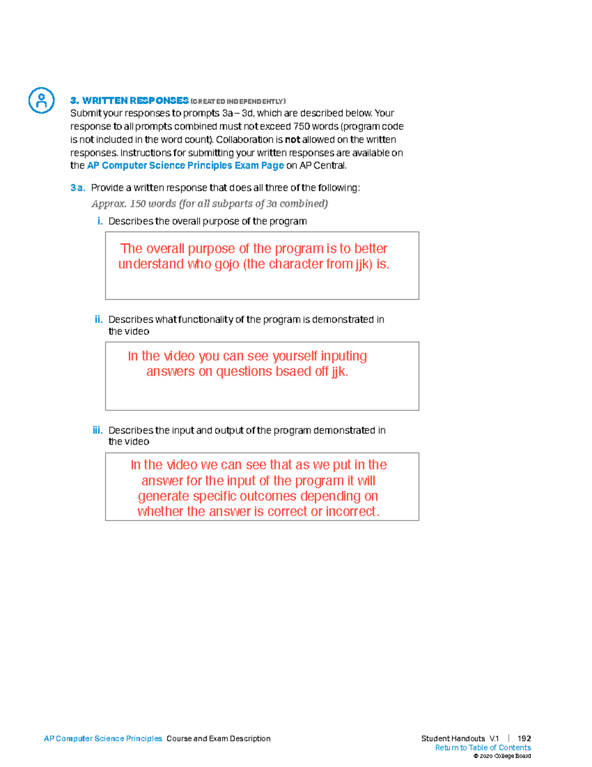 AP Computer Science Principles Written Responses (Independent) - Studocu