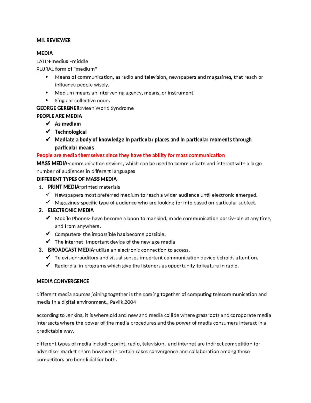 MIL- Final Reviewer: Understanding Media and Information Literacy - Studocu