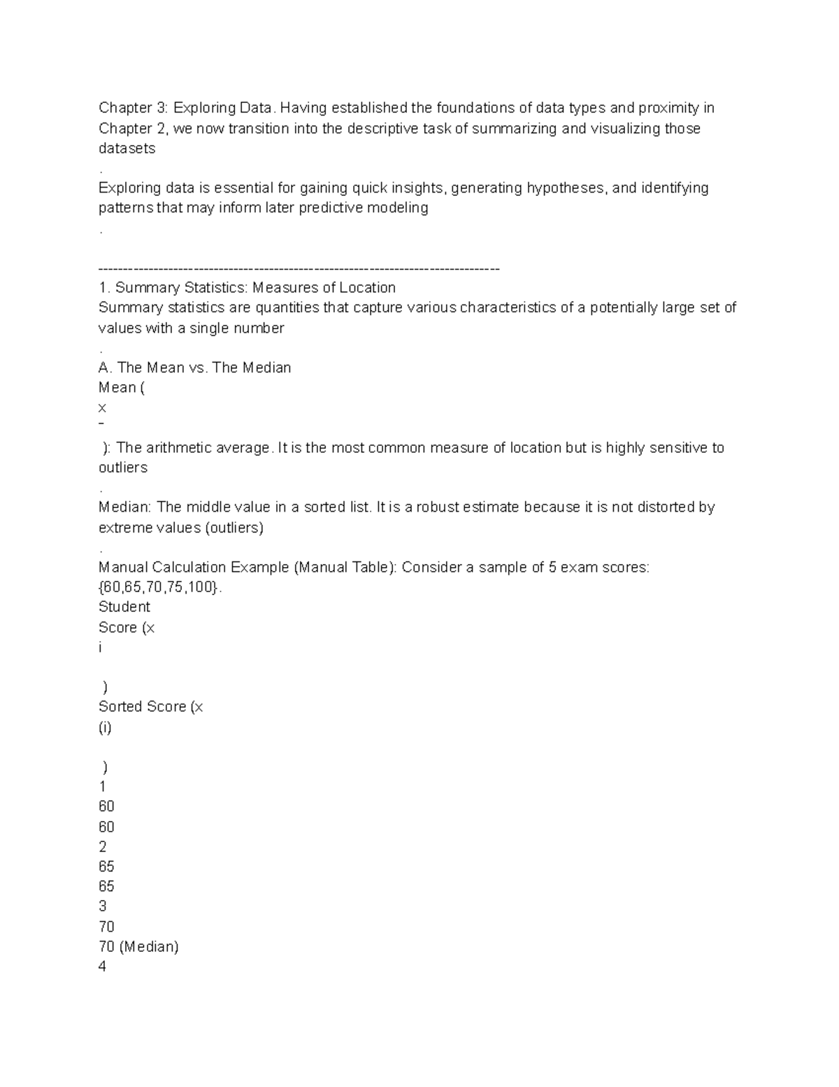Data Mining (DM) Chapter 3: Summary Statistics & Visualization ...
