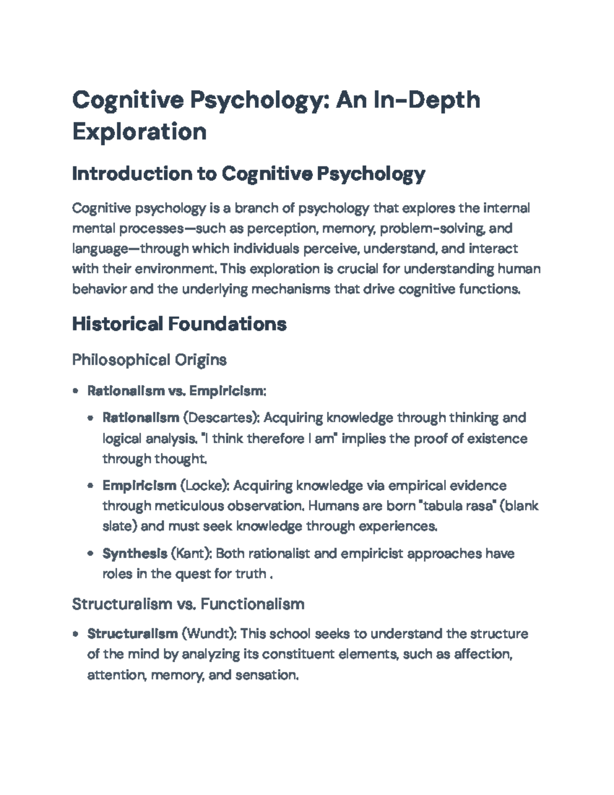 Cognitive Psychology Overview: Key Concepts and Historical Foundations ...