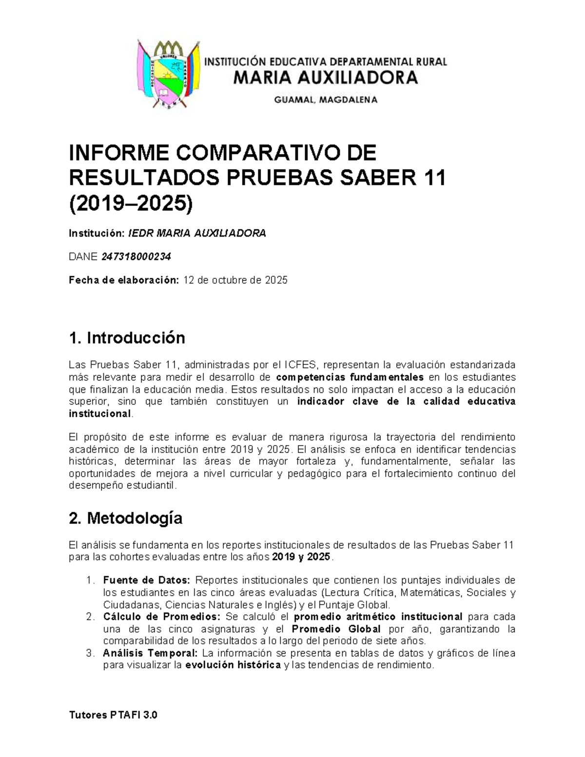 Informe Comparativo de Resultados Pruebas Saber 11 (2019-2025) - Studocu