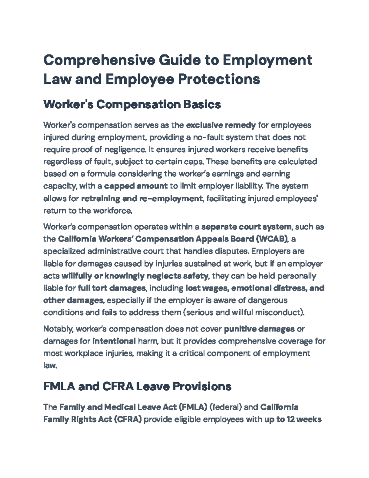Comprehensive Overview of Employment Laws & Employee Protections (LAW ...