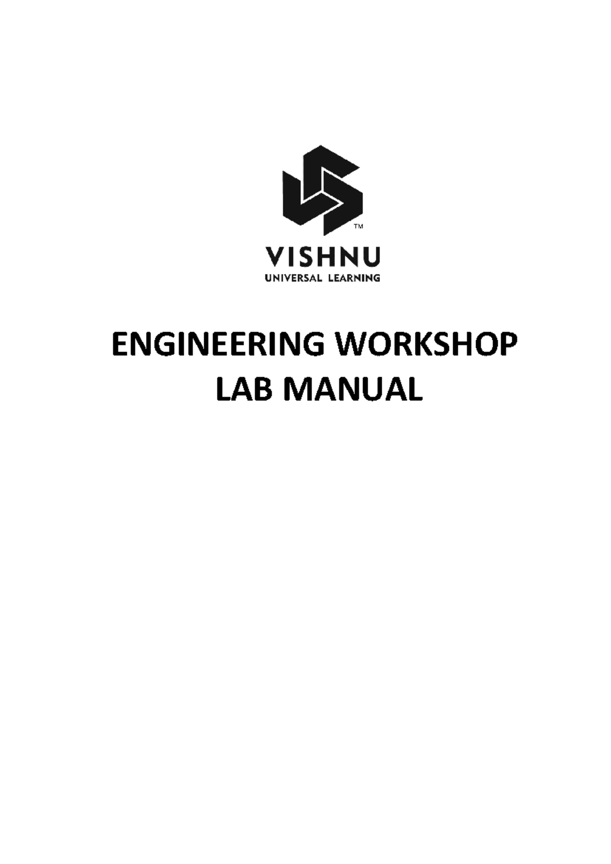 Engineering Workshop Lab Manual (B.Tech I Year) - Studocu