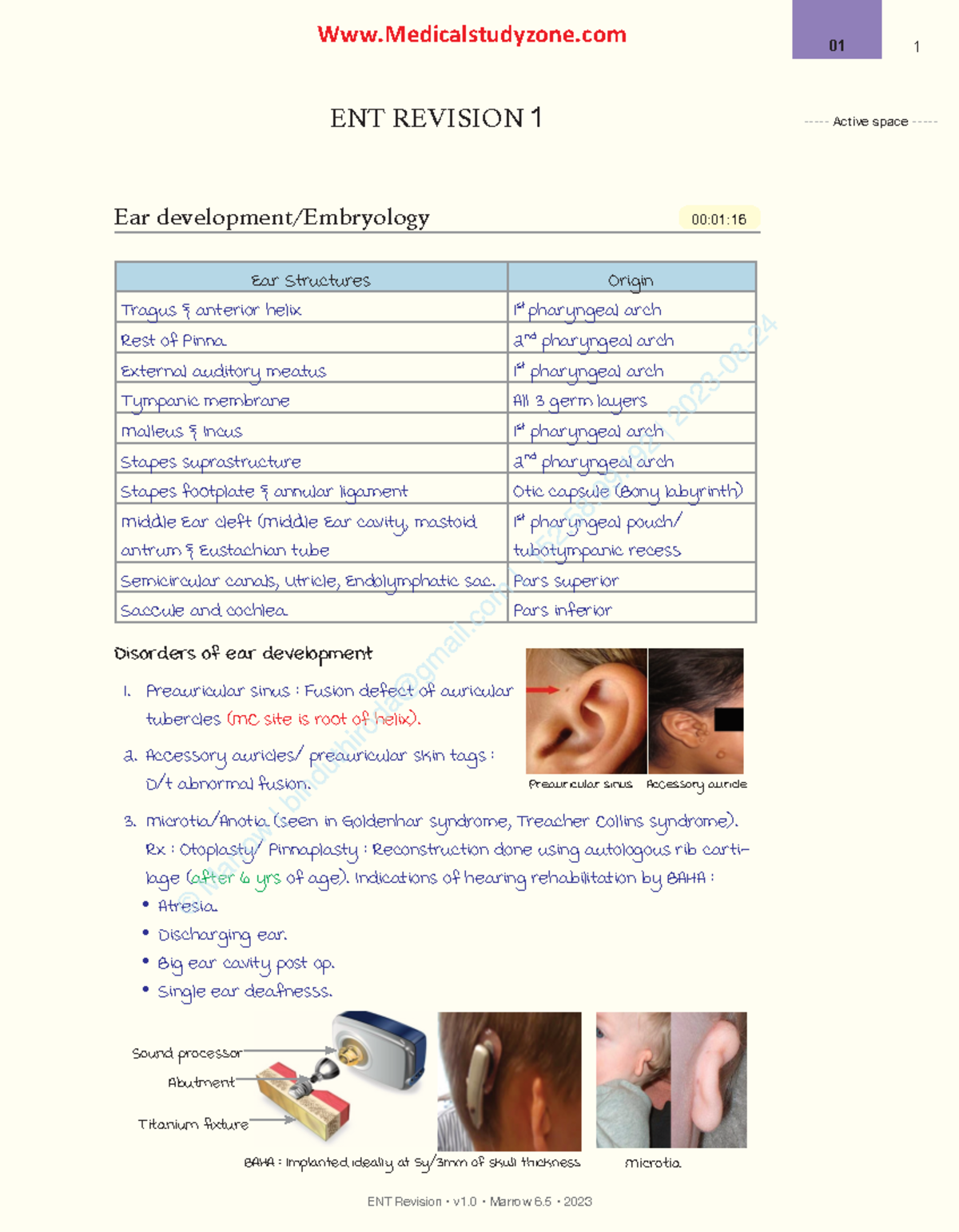 ENT 601 Final Exam Revision Notes - Comprehensive Overview of Otology ...