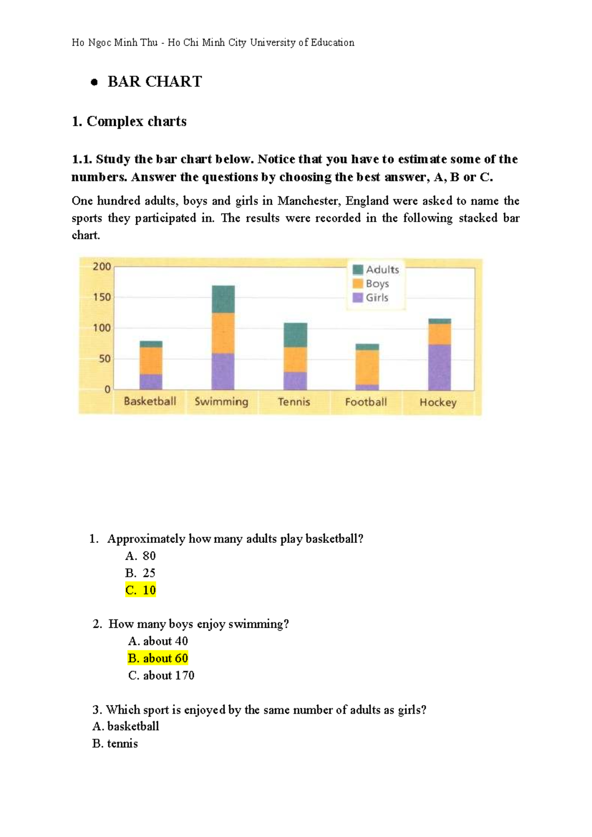 Writing Task 1: Bar Chart Analysis Worksheet - Studocu