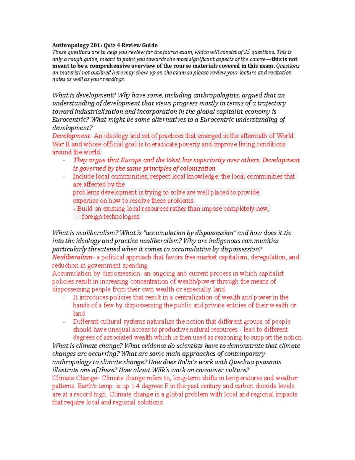 Anthropology 201: Quiz 4 Review Study Notes and Key Concepts - Studocu