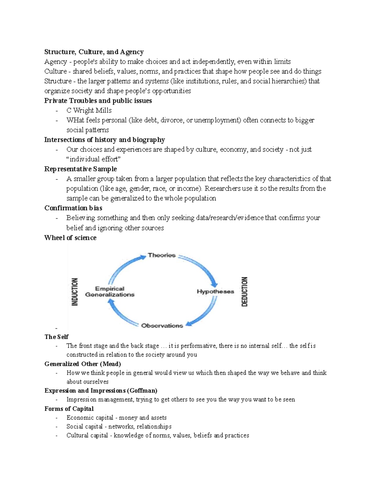 Sociology Notes for Intro: Structure, Culture, and Agency Analysis ...