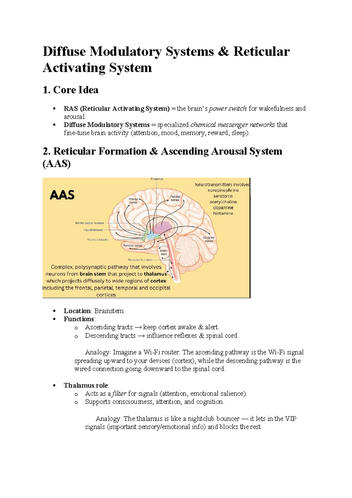 Diffuse Modulatory Systems & RAS Overview: Key Concepts and Functions ...